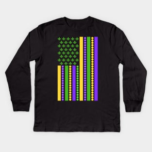 Mardi Gras Flag - New Orleans Kids Long Sleeve T-Shirt